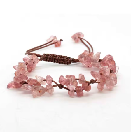 Bracelet Douceur du Cœur en Quartz Fraise - univers tibet
