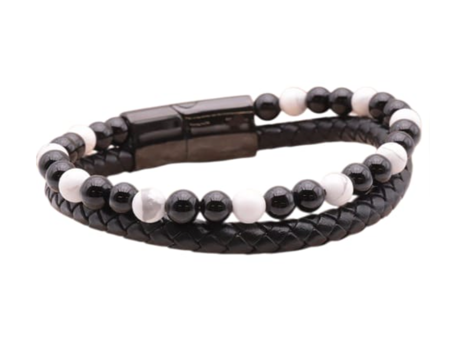 Armband Duo Howlit und Onyx – Ruhe und Schutz - Tibetwelt