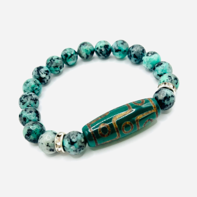 Pulsera de Dzi de 3 Ojos - Azul - Mundo Tibet