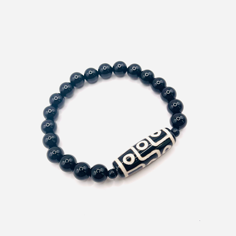 Dzi-Armband mit 9 Augen, Heilung - Schwarzer Stein - Tibetwelt