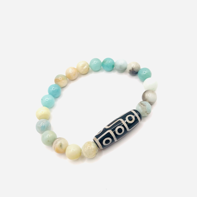 9-Eye Dzi Bracelet - Amazonite - Tibetan Universe