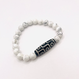 Bracelet Dzi 9 Yeux Harmonie - Howlite - Univers tibet