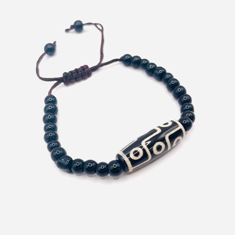 Pulsera Dzi de 9 Ojos, Mundo Tibet, Negro, Armonía