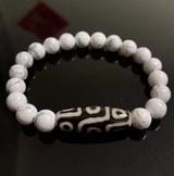 Bracelet Dzi 9 Yeux Harmonie - Howlite - Tibet