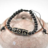 Pulsera de Dzi de 9 Ojos, Mundo Tibet, Negra, Armonía