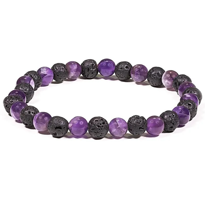 Armband Aus Lavagestein und Amethyst - Tibetwelt