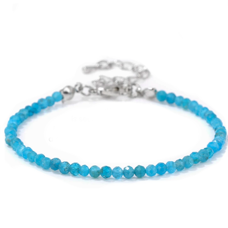 Bracelet Expression and Inner Awakening - Faceted Blue Apatite - Tibetan Universe