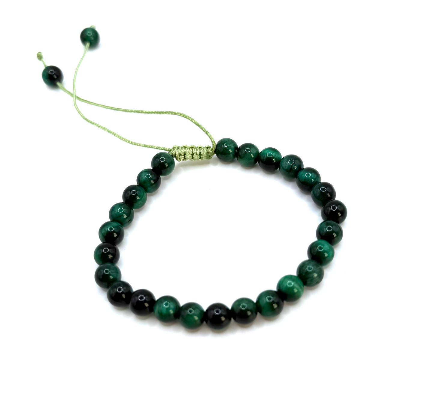Pulsera Fuerza Interior – Ajustable con ojo de tigre verde - Mundo Tibet