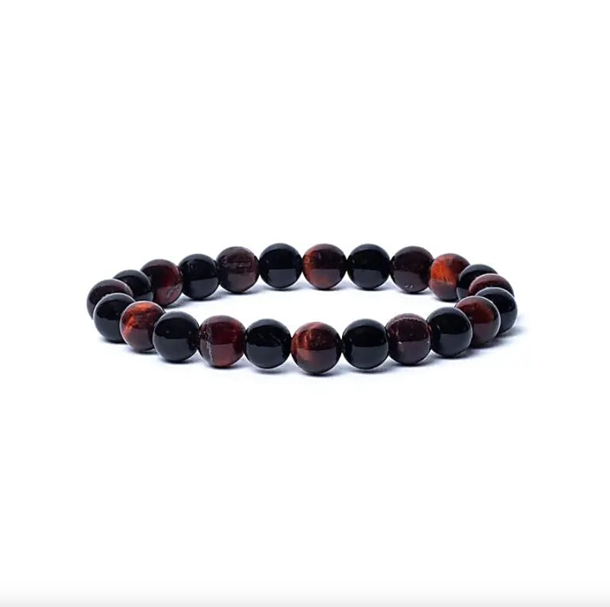 Bracelet Force Sereine en Onyx et Oeil de Tigre Rouge - Univers Tibet