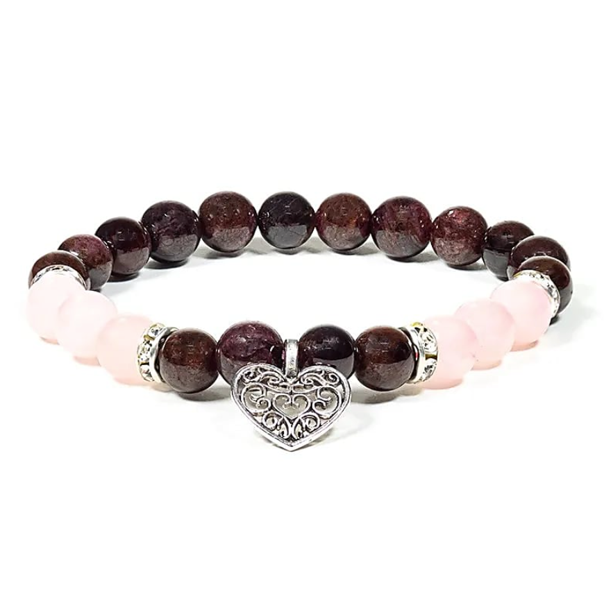 Armband aus Rosenquarz mit Herz - Tibetwelt