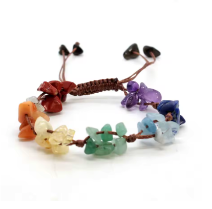 Armband Harmonie der 7 Chakren – Kristalle & Makramee – Tibetwelt