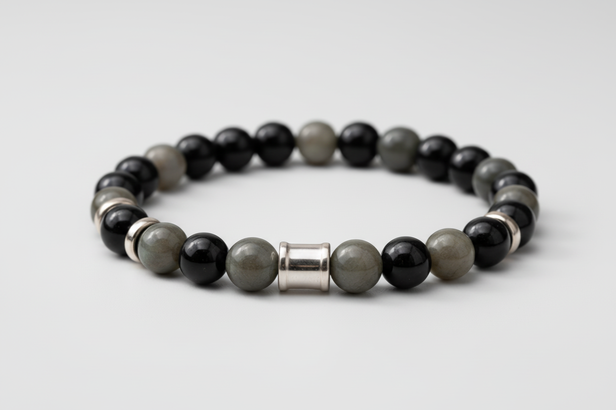 Armband Intuition und Schutz – Labradorit und Schwarzer Onyx - Tibetwelt