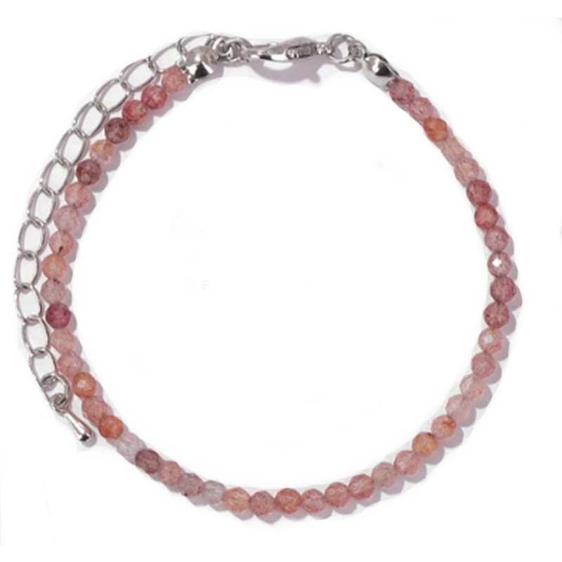Bracelet Joie & Amour - Quartz Fraise Facetté - Univers Tibet