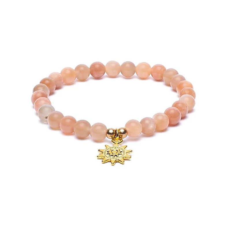 Bracelet Lumière Intérieure – Pierre de Lune & Breloque Soleil - Univers Tibet
