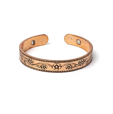 Bracelet Magnétique en Cuivre Motif Floral – 1098 Gauss - univers tibet