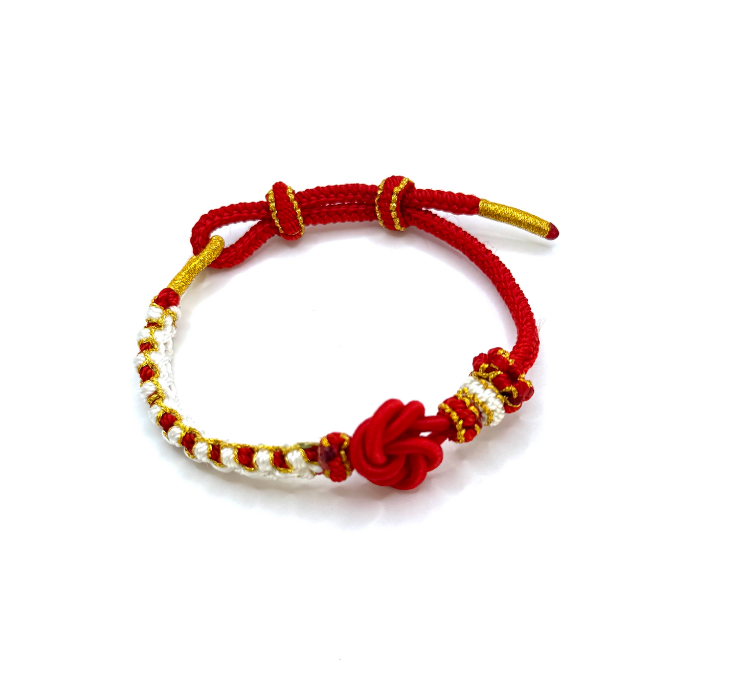 Red Fishbone Flower Mandala Bracelet – Woven and Adjustable – Tibetan Origin