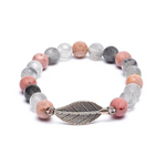 Bracelet "Plume d'Harmonie" en Rhodonite et Quartz Gris - Univers Tibet