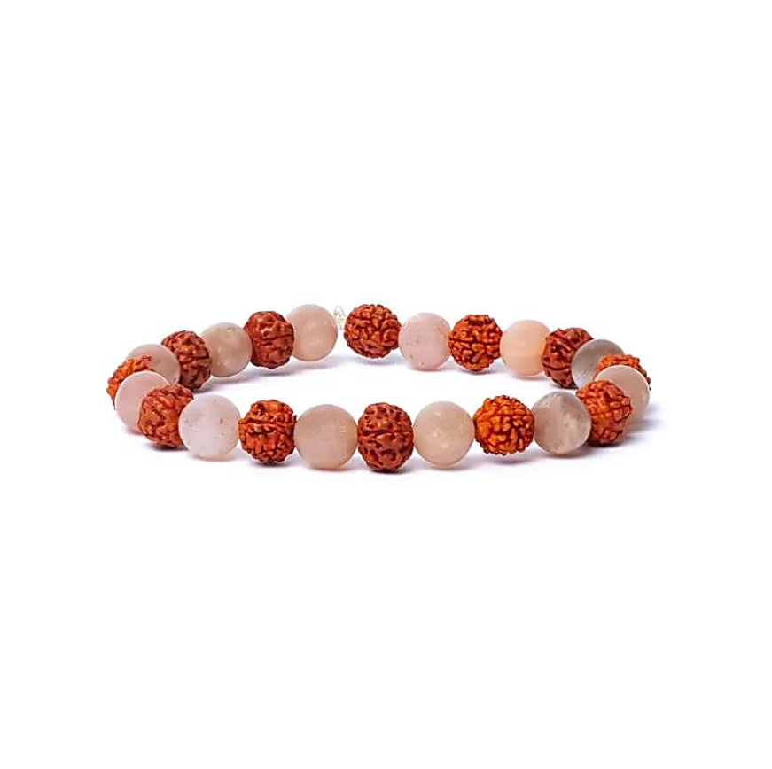 Rudraksha-Armband & Mondstein (Pflaume) – Sanfte Energie, Erdung und weibliche Göttlichkeit - Tibetwelt