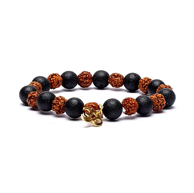 Rudraksha-Armband und Lavagestein - OM - Tibetwelt