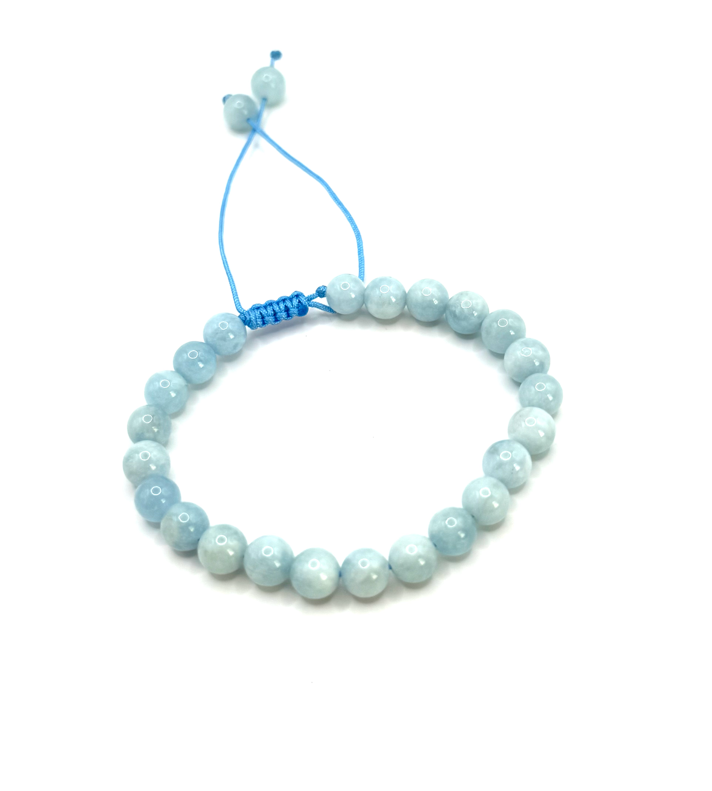 Bracelet Sérénité & Communication - Ajustable en Aigue-Marine - Univers Tibet
