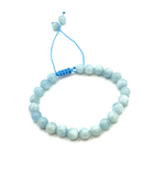 Bracelet Sérénité & Communication - Ajustable en Aigue-Marine - Univers Tibet