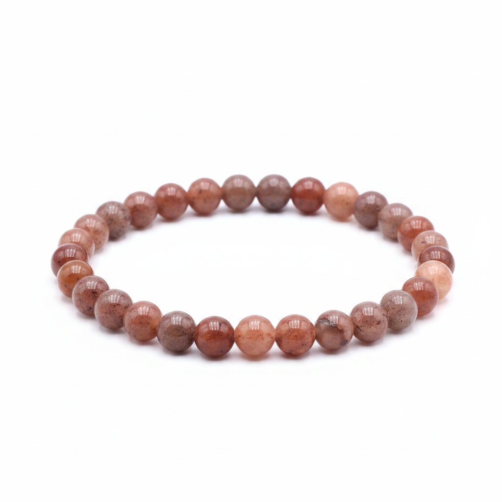 Bracelet Solaris en Aventurine Rouge Naturelle – Perles 6 mm - univers tibet