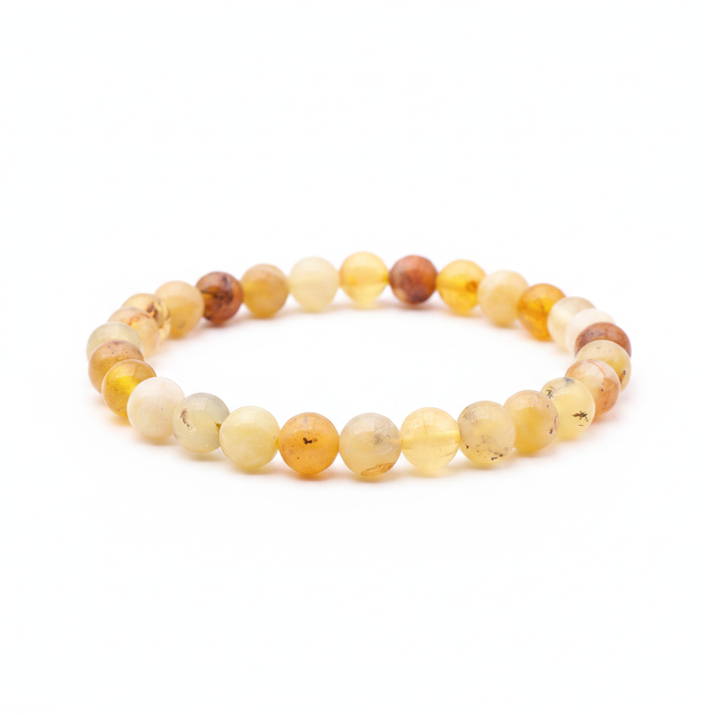 Bracelet Surya en Opale Jaune – Perles 6 mm - univers tibet