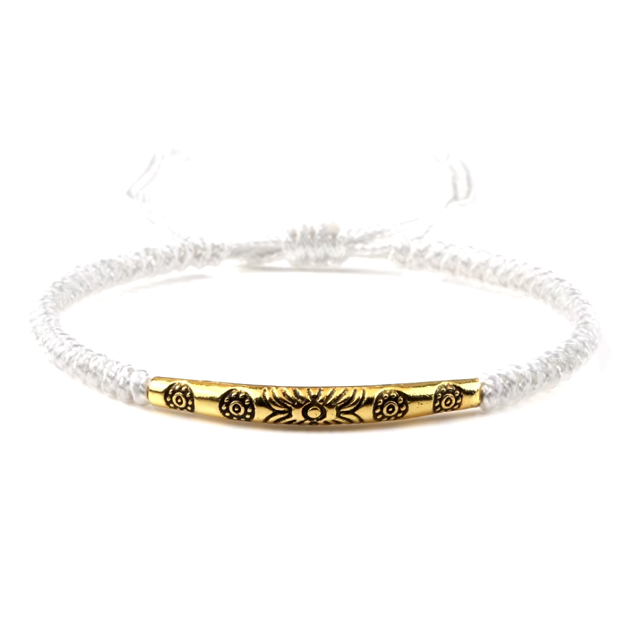 Tibetan Buddhist Woven Bracelet, White - Tibetwelt