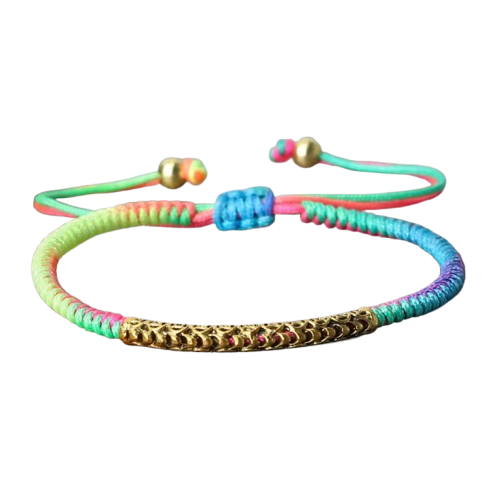 Bracelet Tibétain Bouddhiste Tressé à la Main Porte-Bonheur Arc-en-Ciel - Univers Tibet