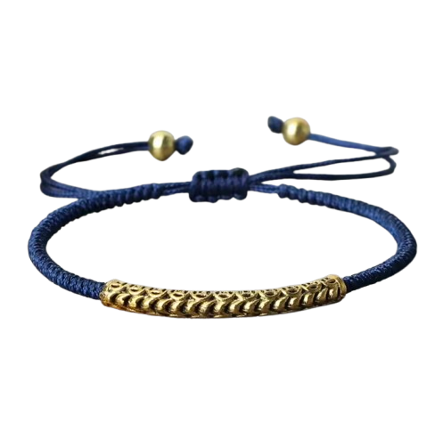 Tibetan Buddhist Woven Bracelet - Hand-Knotted, Blue - Tibetwelt
