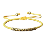 Pulsera tibetana budista trenzada a mano, colgante amarillo - Mundo Tibet
