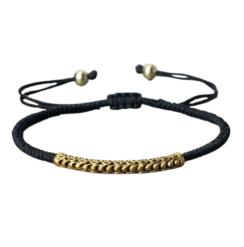 Tibetan Buddhist Woven Bracelet - Black Good Luck Charm - Universal Tibet