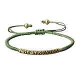 Tibetan Buddhist Woven Bracelet - Hand-Knotted Green Amulet - Tibetwelt
