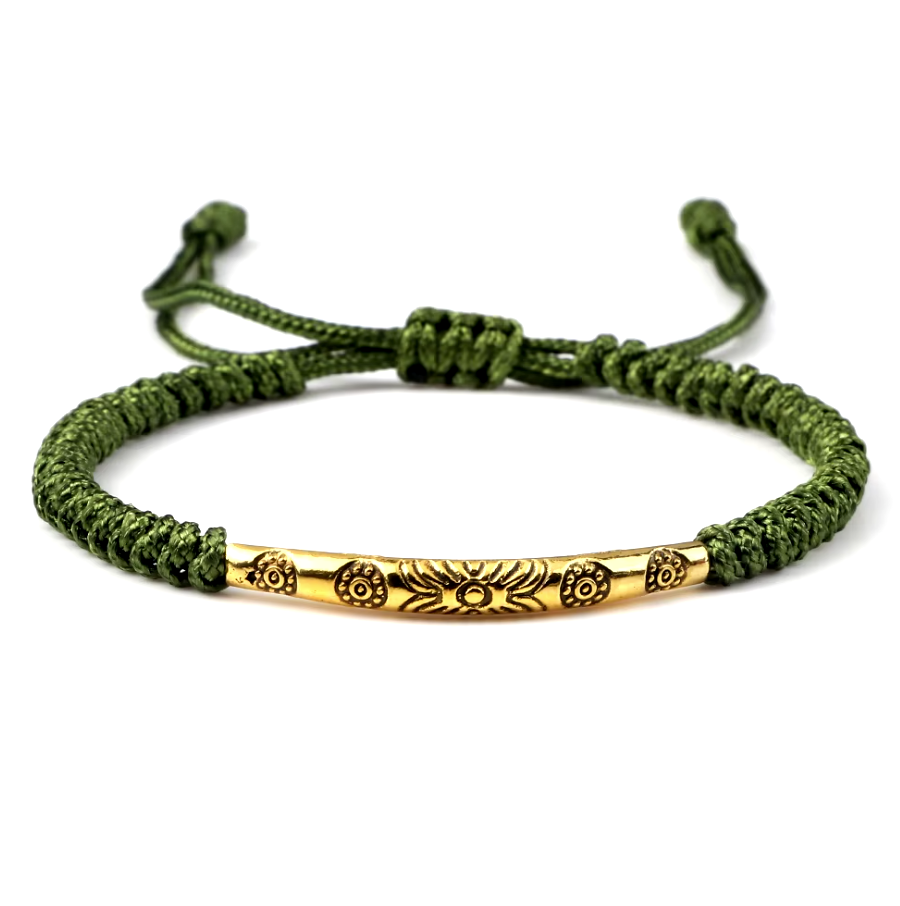 Tibetan Buddhist Woven Bracelet, Green - Tibetwelt