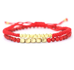 Bracelet Tibétain Duo Protection et Vitalité Cuivre Doré - Rouge - univers tibet