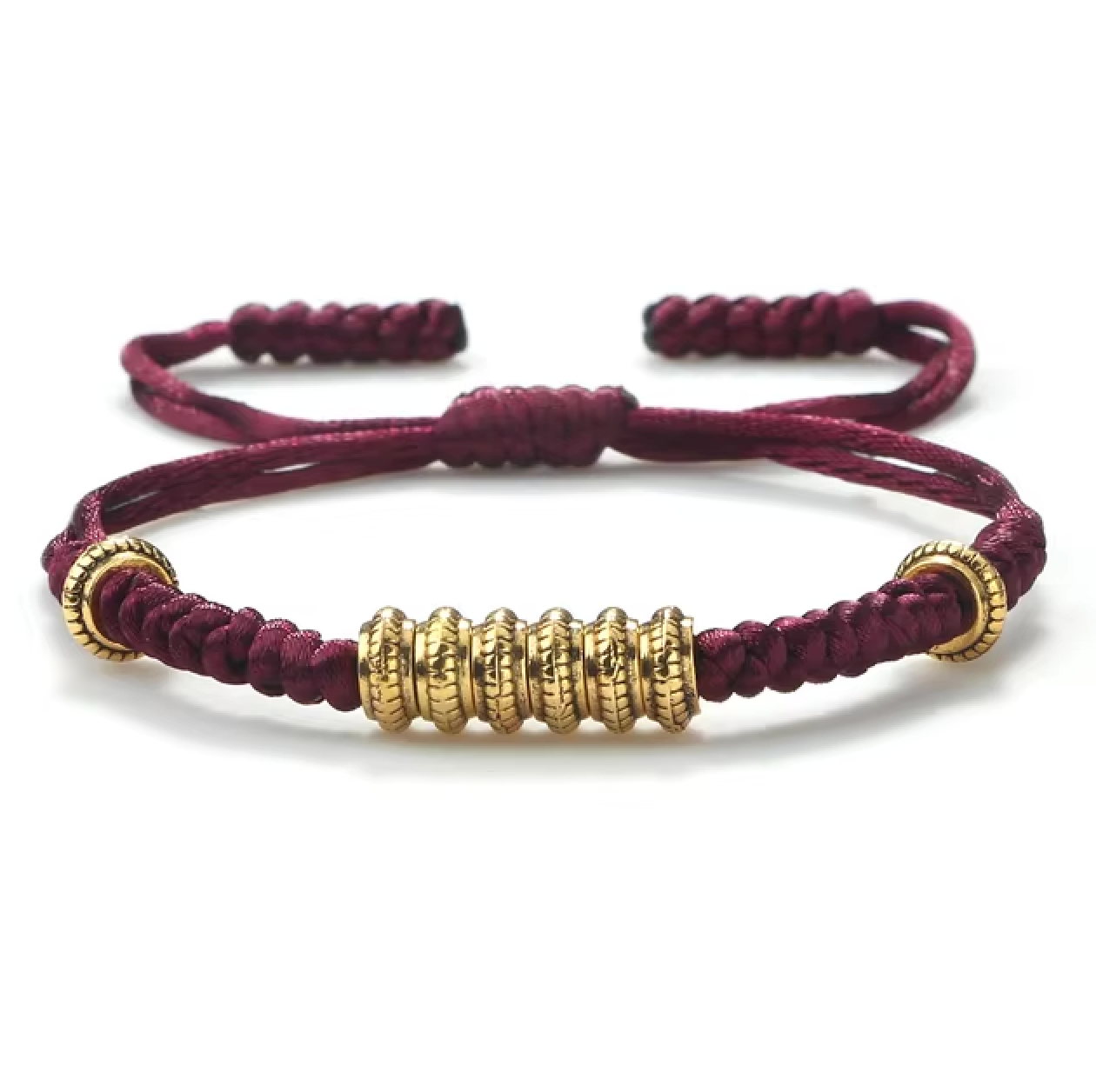 Tibetanisches 7-Chancen-Armband in Bordeaux - Tibetwelt