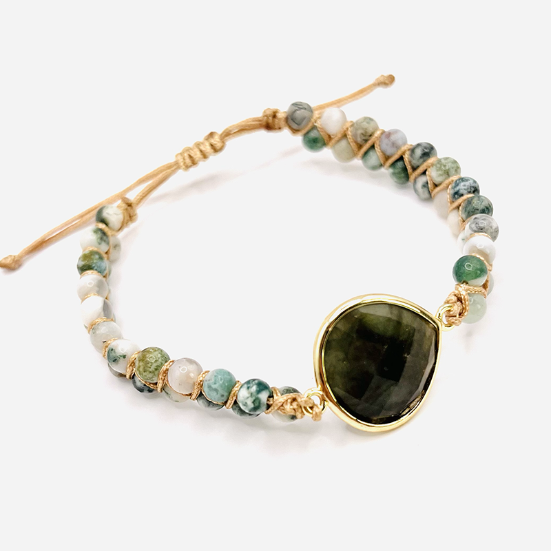 Tibetanisches Armband - Labradorit und Calcedon Agat - Tibetwelt