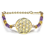 Bracelet Tibétain Fleur de Vie et Améthyste - Univers Tibet