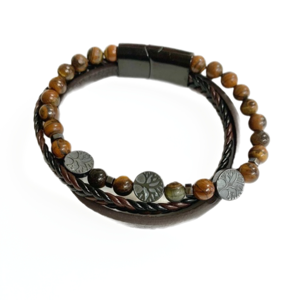 Armband mit drei Tigeraugen – Lebensbaum – Schutz und innere Stärke - Tibetwelt