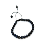 Bracelet Vision Profonde – Ajustable en Œil de Tigre Bleu-Noir - Univers Tibet