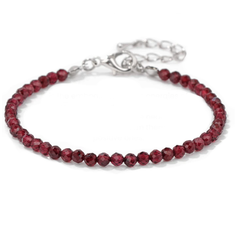 Bracelet Vitalité et Ancrage - Grenat Facetté - Univers Tibet