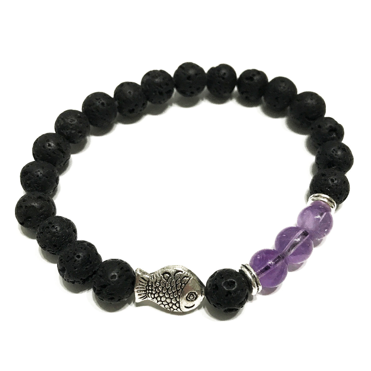 Pulsera de amatista con forma de pez - Mundo Tibet
