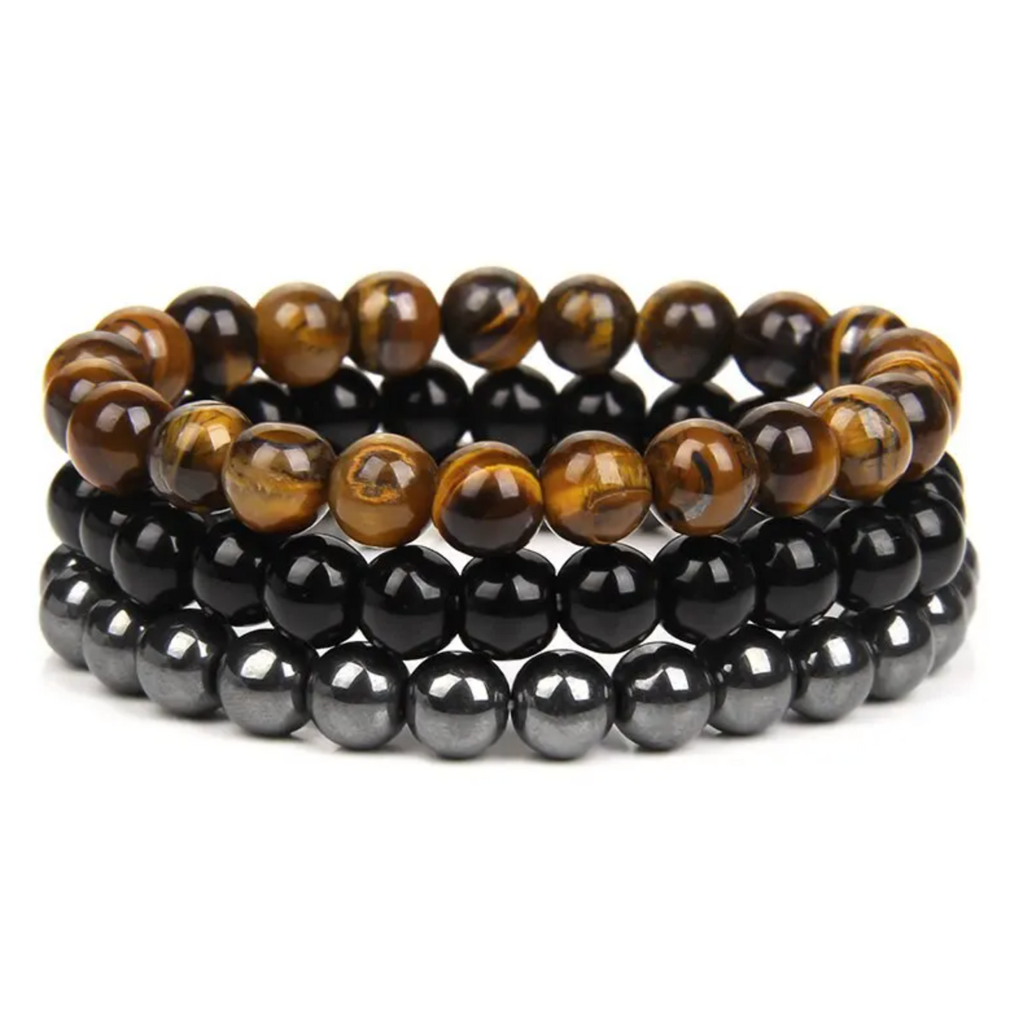 Tibetanische Armbänder - Dreifach - Tigerauge - Onyx - Hämatit - Univers von Tibet