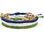 Bracelets Tibétains Bouddhistes Amitié Bleu Blanc et Vert - Univers Tibet