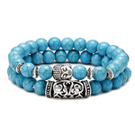 Bracelets Tibétains Duo Bouddha Howlite Bleue - univers tibet