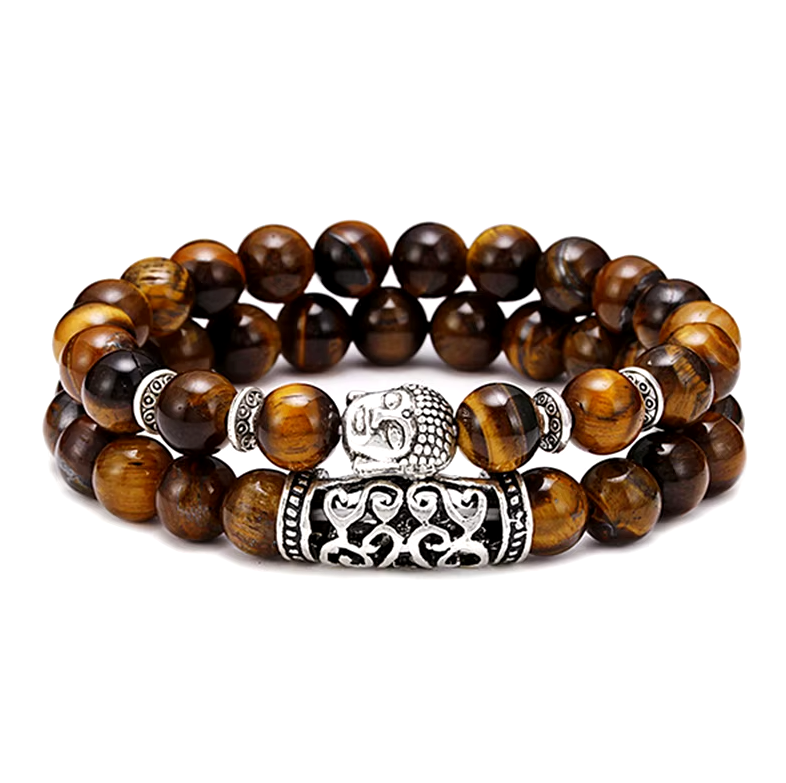 Bracelets Tibétains Duo Bouddha Oeil-de-Tigre - univers tibet