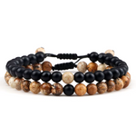 Bracelets Tibétains Duo : Onyx et Jaspe Brun - Univers TIbet