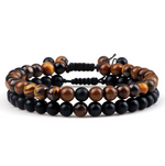 Bracelets Tibétains Duo : Onyx et Oeil de Tigre - Univers Tibet