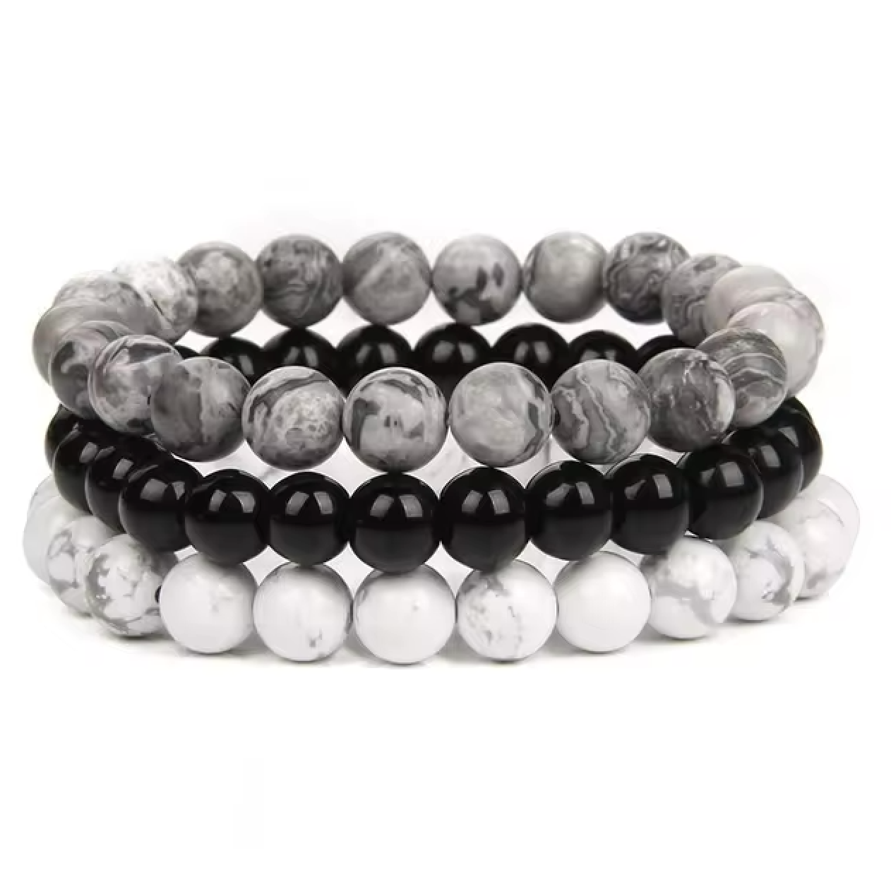 Tibetanische Armbänder Trio - Onyx - Howlit - Spielstein - Tibetwelt