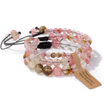 Bracelets Tibétains Trio de Guérison - Quartz Rose Hématoide - Univers Tibet
